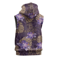 Hawaii Sleeveless Hoodie Purple Polynesian Monstera Patterns DT05 - Polynesian Pride