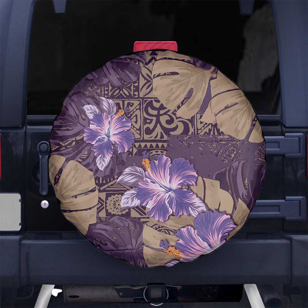 Hawaii Spare Tire Cover Purple Polynesian Monstera Patterns DT05 No hole Purple - Polynesian Pride