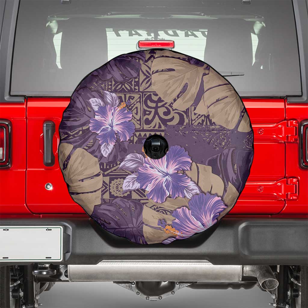 Hawaii Spare Tire Cover Purple Polynesian Monstera Patterns DT05 - Polynesian Pride