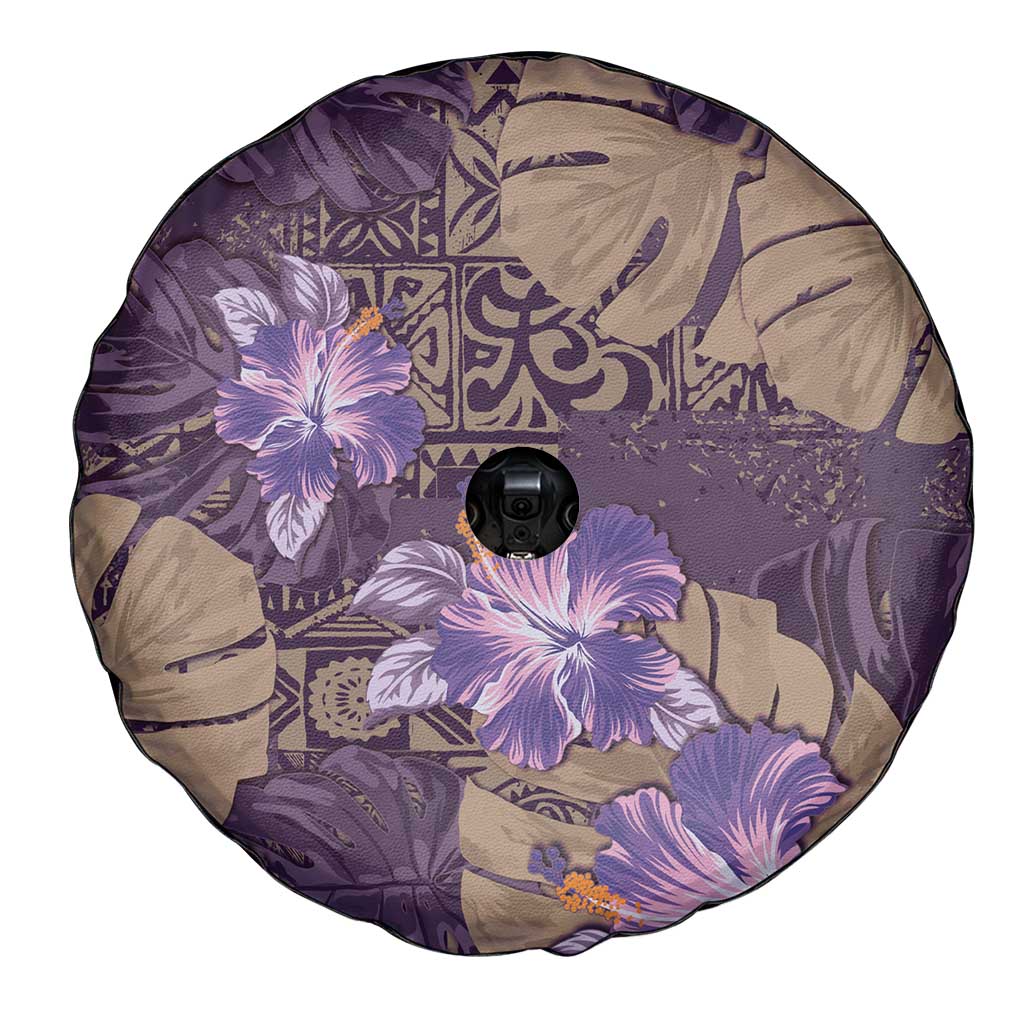 Hawaii Spare Tire Cover Purple Polynesian Monstera Patterns DT05 - Polynesian Pride