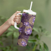 Hawaii Tumbler With Handle Purple Polynesian Monstera Patterns DT05 - Polynesian Pride