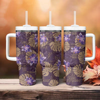 Hawaii Tumbler With Handle Purple Polynesian Monstera Patterns DT05 - Polynesian Pride