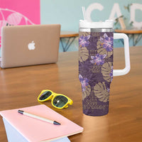 Hawaii Tumbler With Handle Purple Polynesian Monstera Patterns DT05 - Polynesian Pride