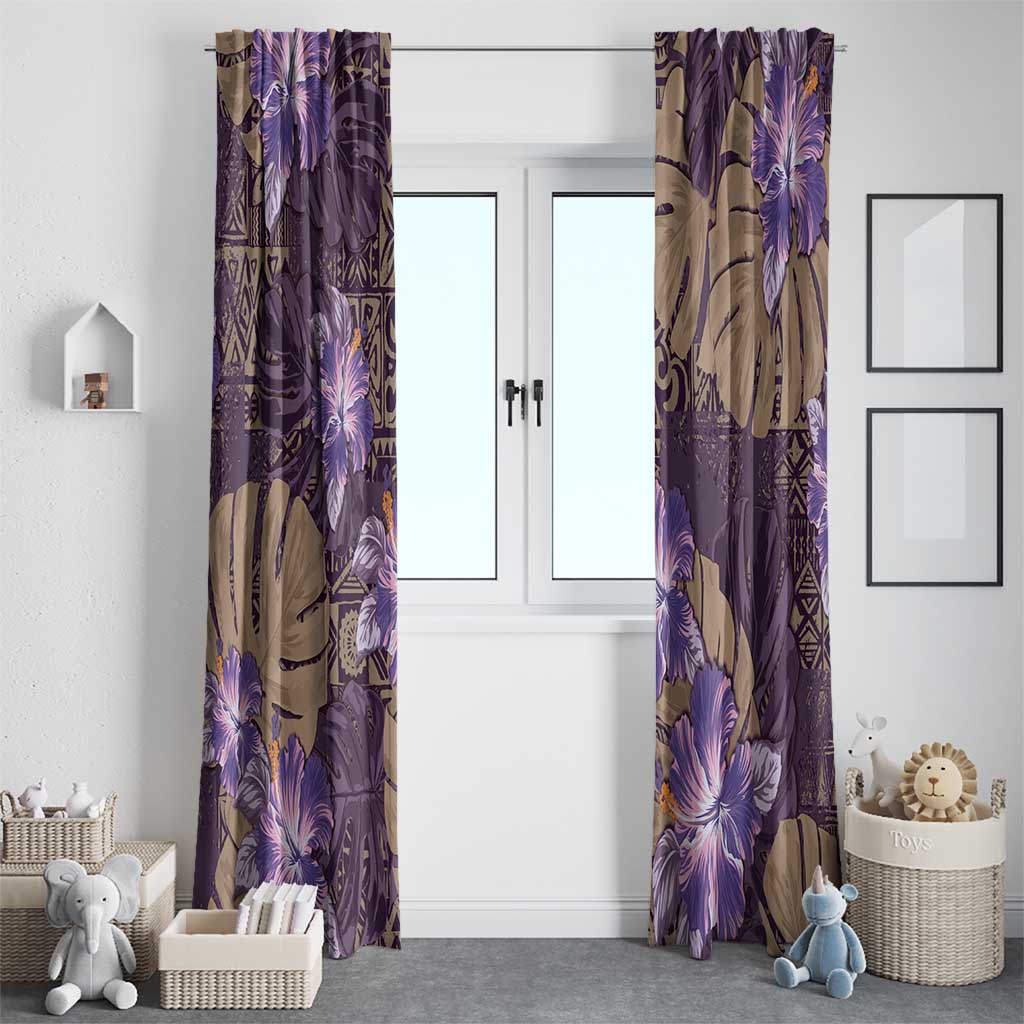 Hawaii Window Curtain Purple Polynesian Monstera Patterns DT05 - Polynesian Pride
