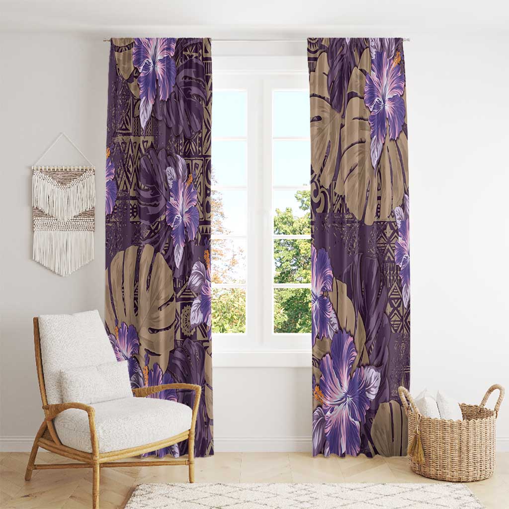 Hawaii Window Curtain Purple Polynesian Monstera Patterns DT05 - Polynesian Pride