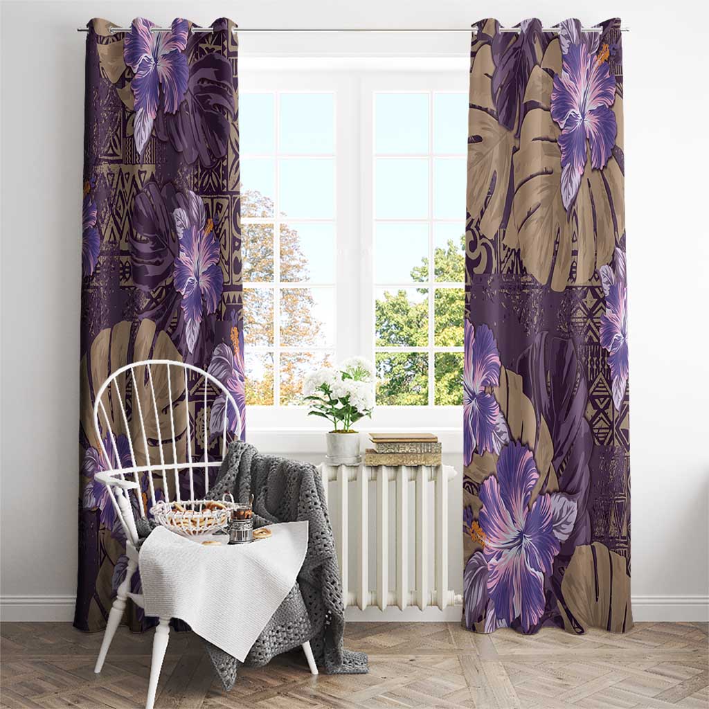 Hawaii Window Curtain Purple Polynesian Monstera Patterns DT05 - Polynesian Pride