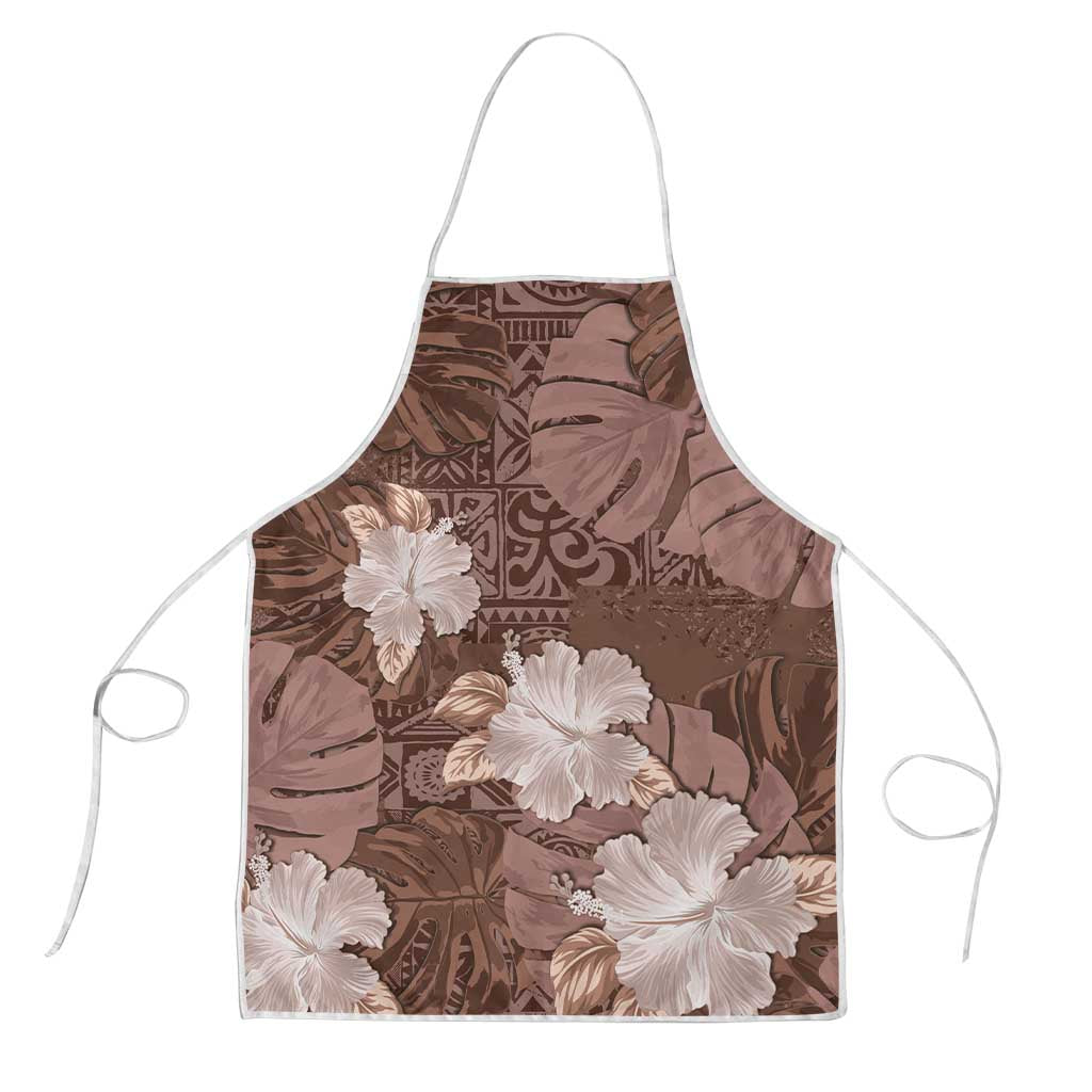 Hawaii Apron Brown Polynesian Monstera Patterns DT05 Brown - Polynesian Pride
