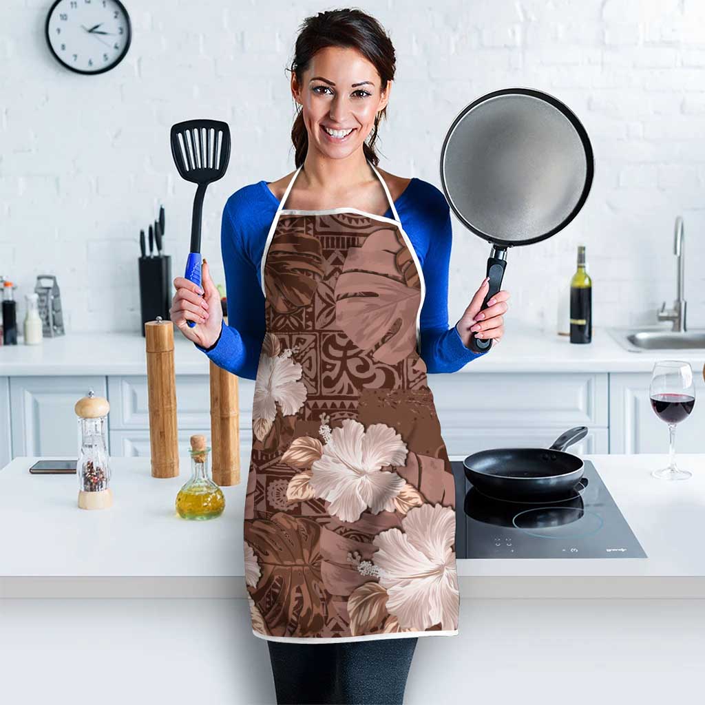 Hawaii Apron Brown Polynesian Monstera Patterns DT05 - Polynesian Pride