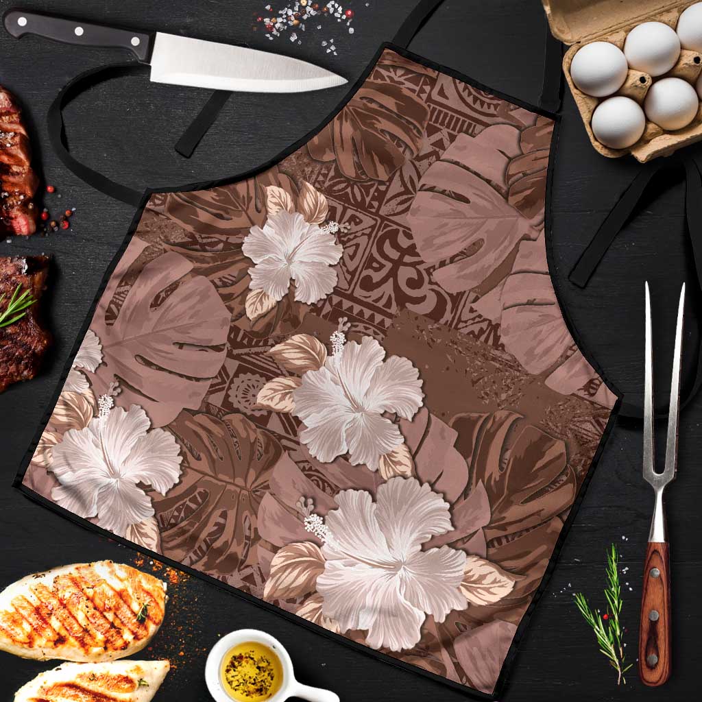 Hawaii Apron Brown Polynesian Monstera Patterns DT05 Brown - Polynesian Pride