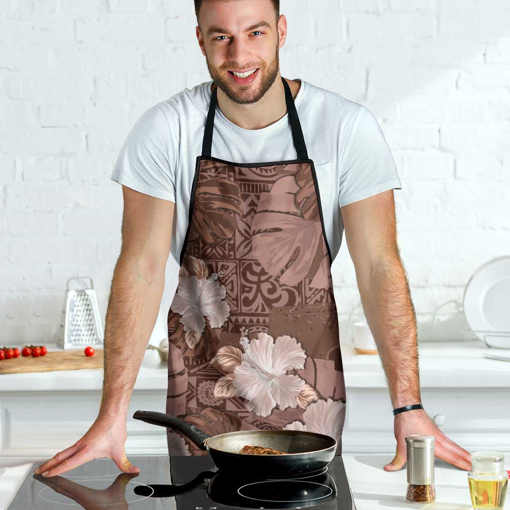 Hawaii Apron Brown Polynesian Monstera Patterns DT05 - Polynesian Pride