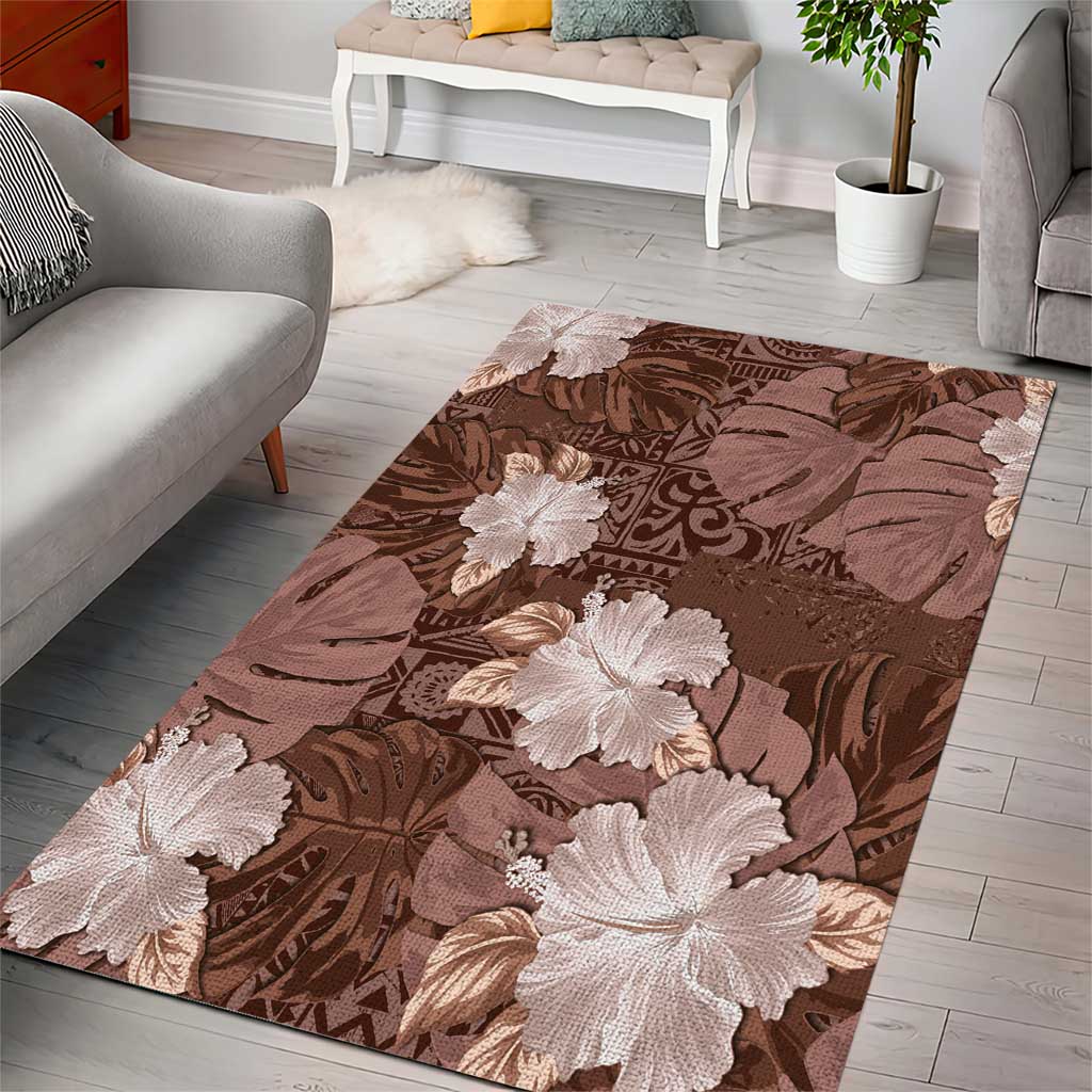 Hawaii Area Rug Brown Polynesian Monstera Patterns DT05 - Polynesian Pride