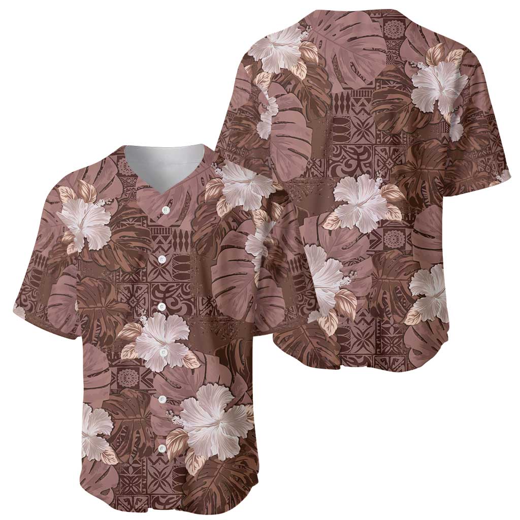 Hawaii Baseball Jersey Brown Polynesian Monstera Patterns DT05 - Polynesian Pride