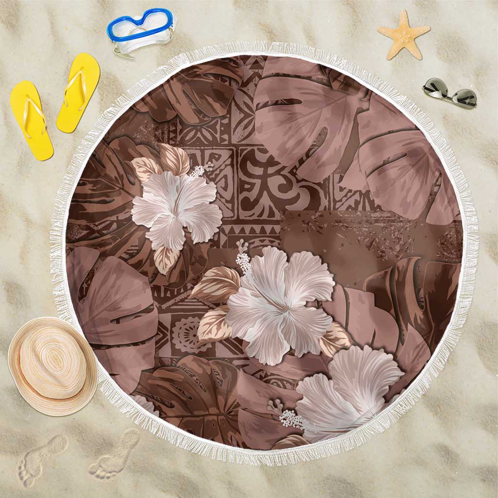 Hawaii Beach Blanket Brown Polynesian Monstera Patterns DT05 One Size 150cm Brown - Polynesian Pride