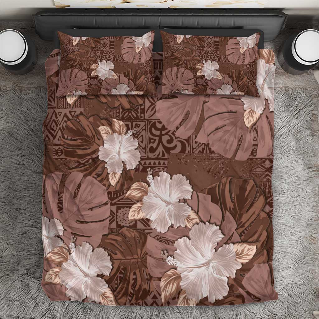 Hawaii Bedding Set Brown Polynesian Monstera Patterns DT05 Brown - Polynesian Pride