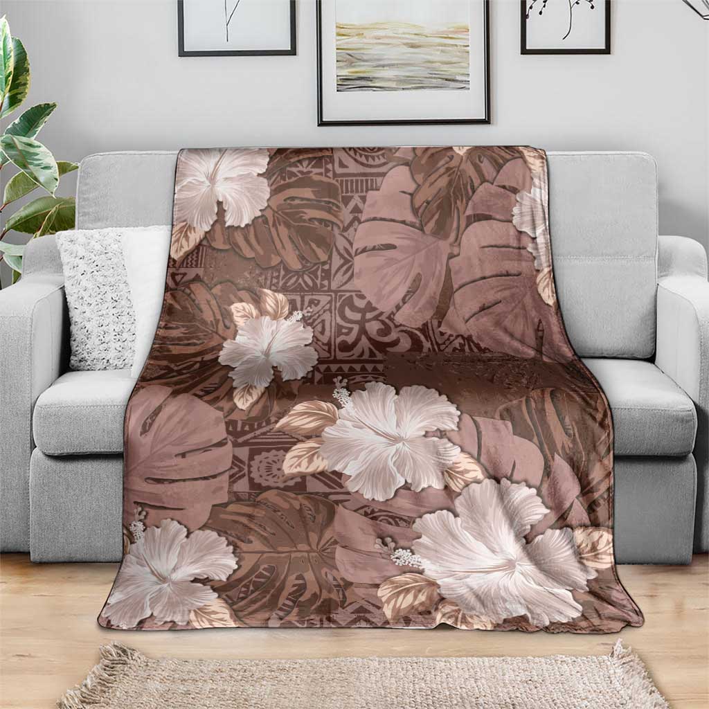 Hawaii Blanket Brown Polynesian Monstera Patterns DT05 - Polynesian Pride
