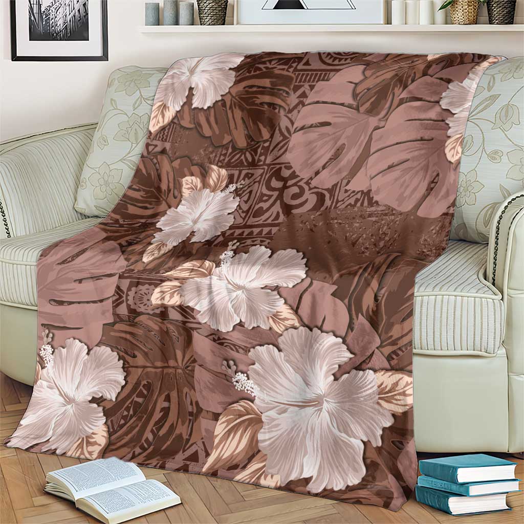 Hawaii Blanket Brown Polynesian Monstera Patterns DT05 - Polynesian Pride