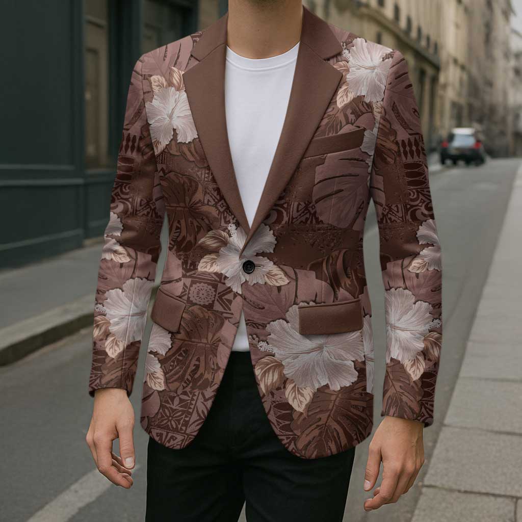 Hawaii Blazer Brown Polynesian Monstera Patterns DT05 - Polynesian Pride