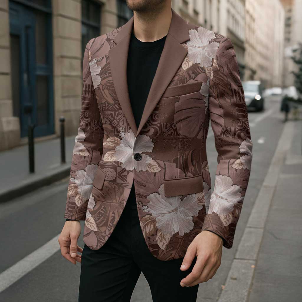 Hawaii Blazer Brown Polynesian Monstera Patterns DT05 - Polynesian Pride
