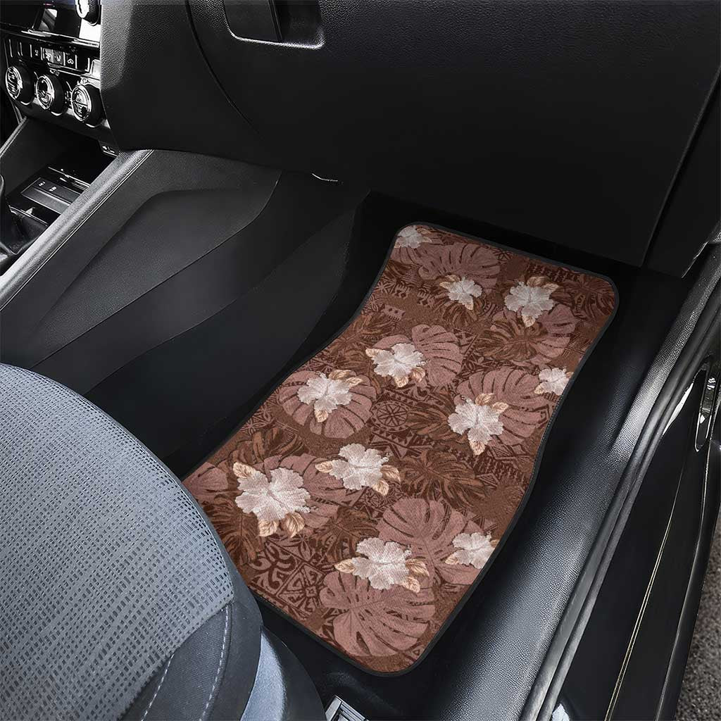 Hawaii Car Mats Brown Polynesian Monstera Patterns DT05 - Polynesian Pride