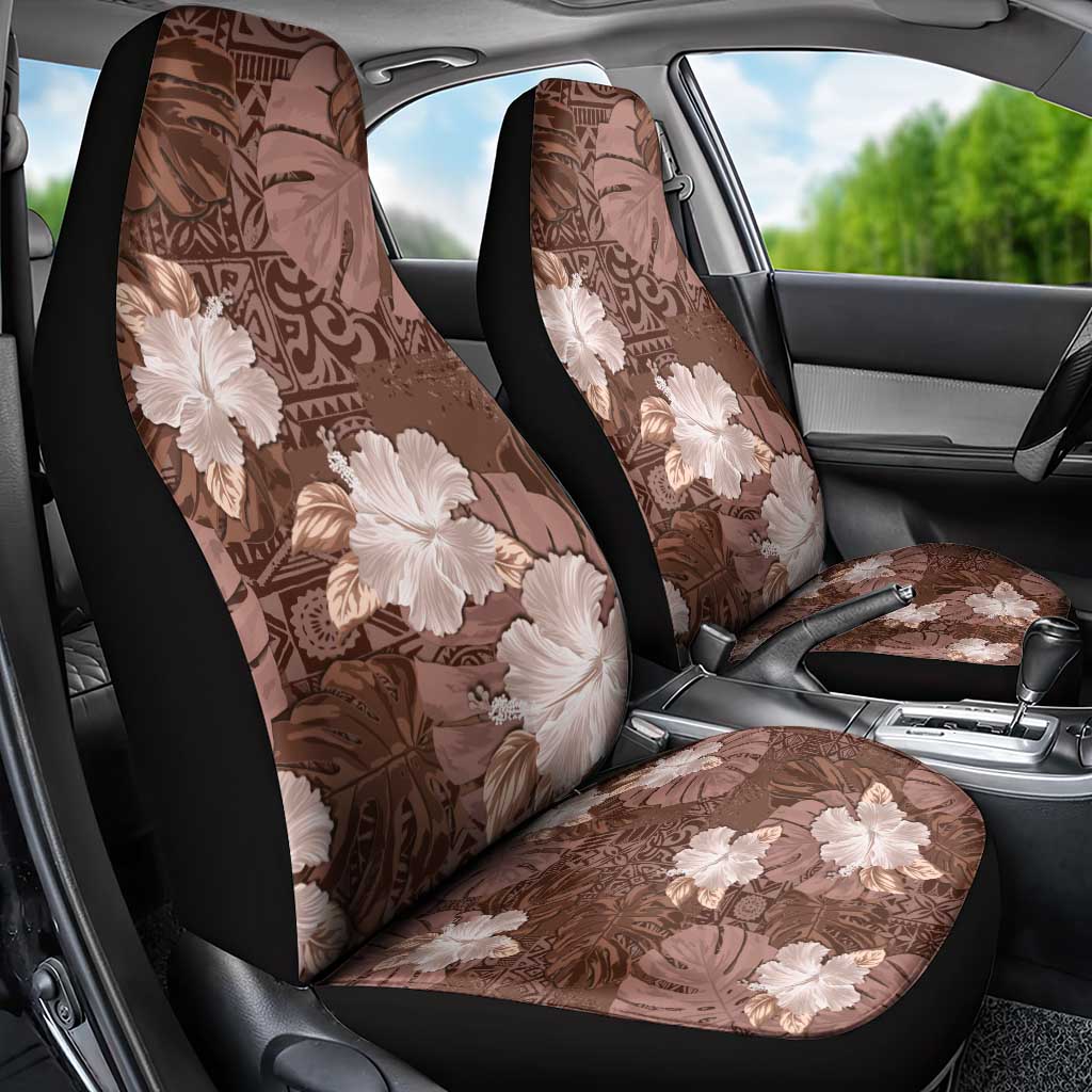 Hawaii Car Seat Cover Brown Polynesian Monstera Patterns DT05 - Polynesian Pride