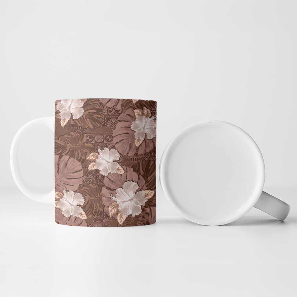 Hawaii Ceramic Mug Brown Polynesian Monstera Patterns DT05 - Polynesian Pride