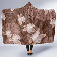 Hawaii Hooded Blanket Brown Polynesian Monstera Patterns DT05 One Size Brown - Polynesian Pride