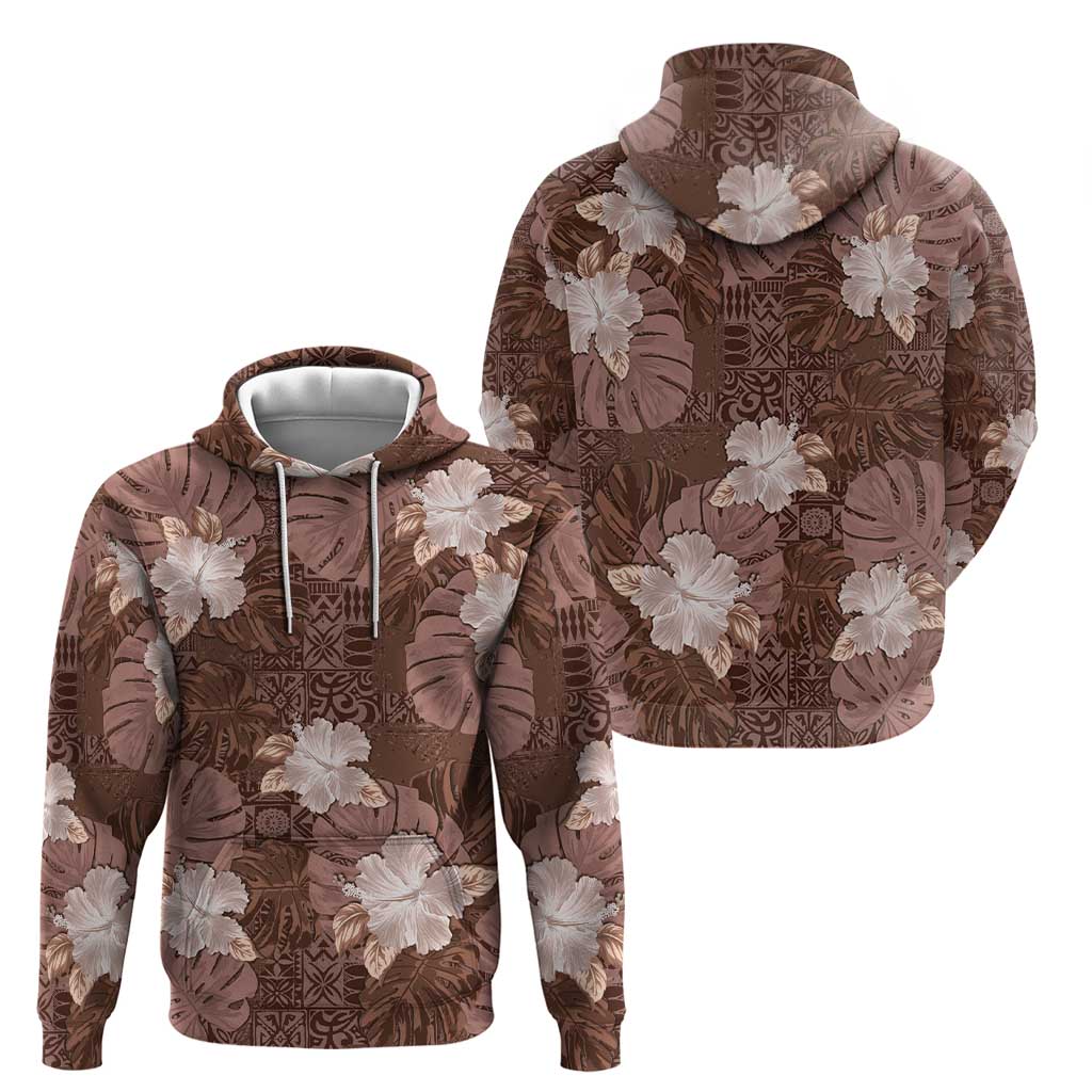 Hawaii Hoodie Brown Polynesian Monstera Patterns DT05 - Polynesian Pride