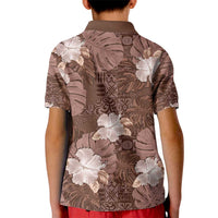 Hawaii Kid Polo Shirt Brown Polynesian Monstera Patterns DT05 - Polynesian Pride