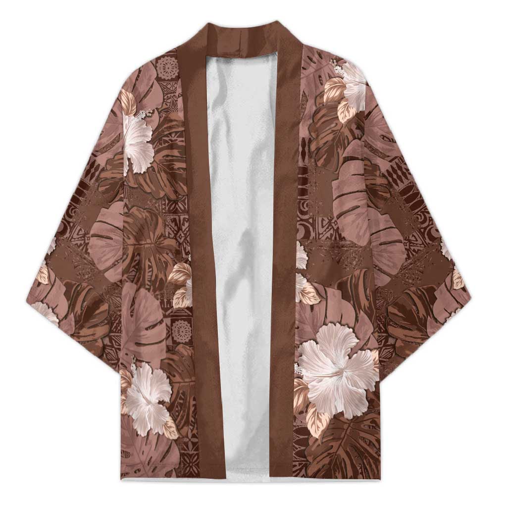 Hawaii Kimono Brown Polynesian Monstera Patterns DT05 Unisex Brown - Polynesian Pride