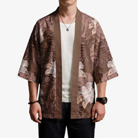Hawaii Kimono Brown Polynesian Monstera Patterns DT05 - Polynesian Pride