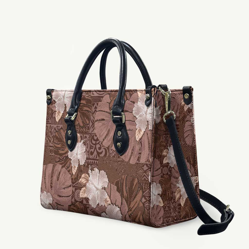 Hawaii Leather Bag Brown Polynesian Monstera Patterns DT05 - Polynesian Pride