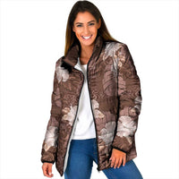 Hawaii Padded Jacket Brown Polynesian Monstera Patterns DT05 Women Brown - Polynesian Pride