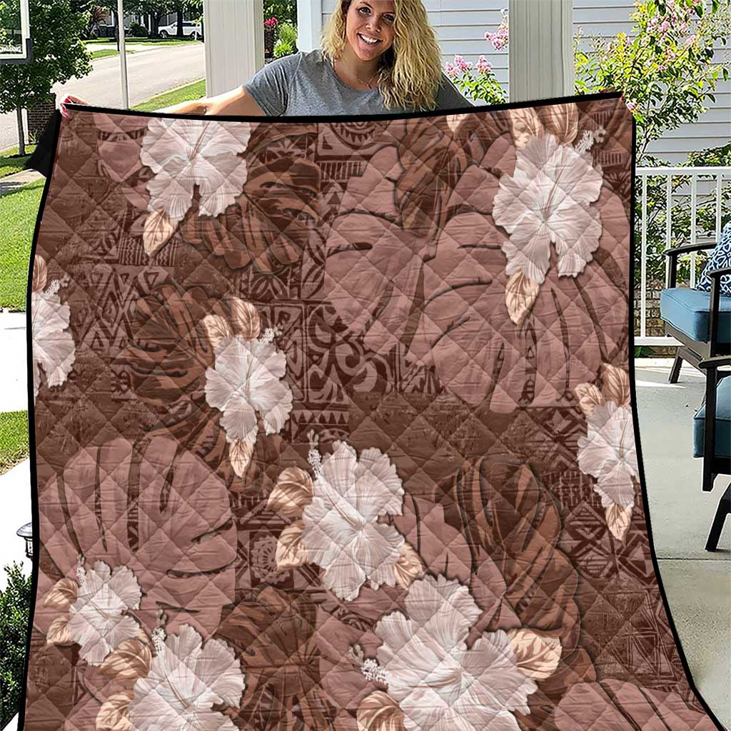 Hawaii Quilt Brown Polynesian Monstera Patterns DT05 Brown - Polynesian Pride