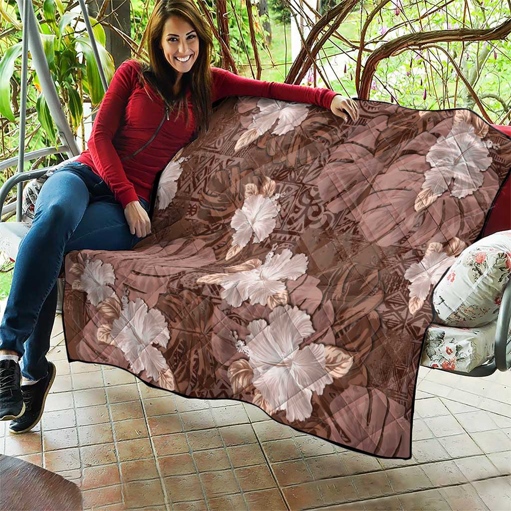 Hawaii Quilt Brown Polynesian Monstera Patterns DT05 - Polynesian Pride