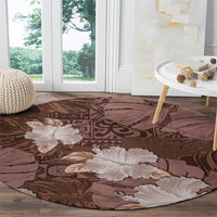 Hawaii Round Carpet Brown Polynesian Monstera Patterns DT05 - Polynesian Pride