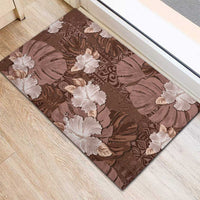 Hawaii Rubber Doormat Brown Polynesian Monstera Patterns DT05 - Polynesian Pride