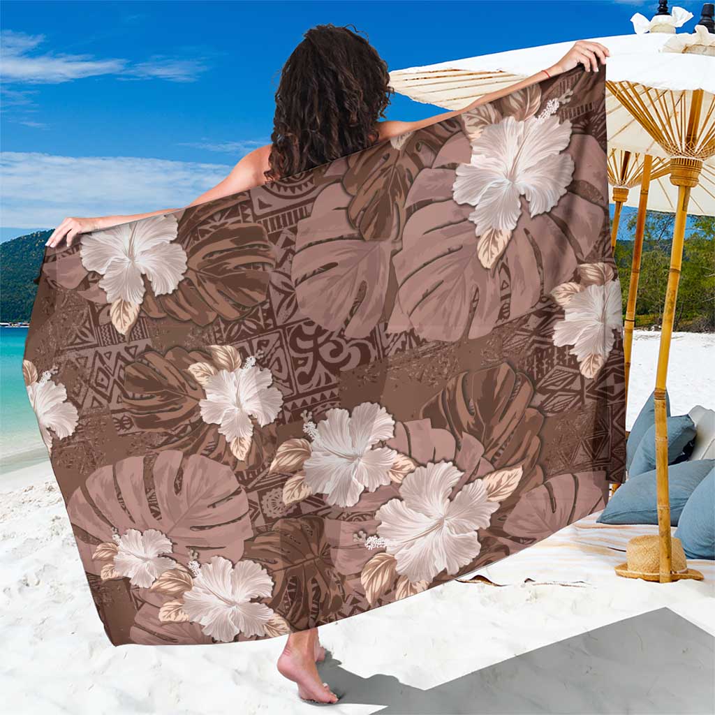 Hawaii Sarong Brown Polynesian Monstera Patterns DT05 One Size 44 x 66 inches Brown - Polynesian Pride