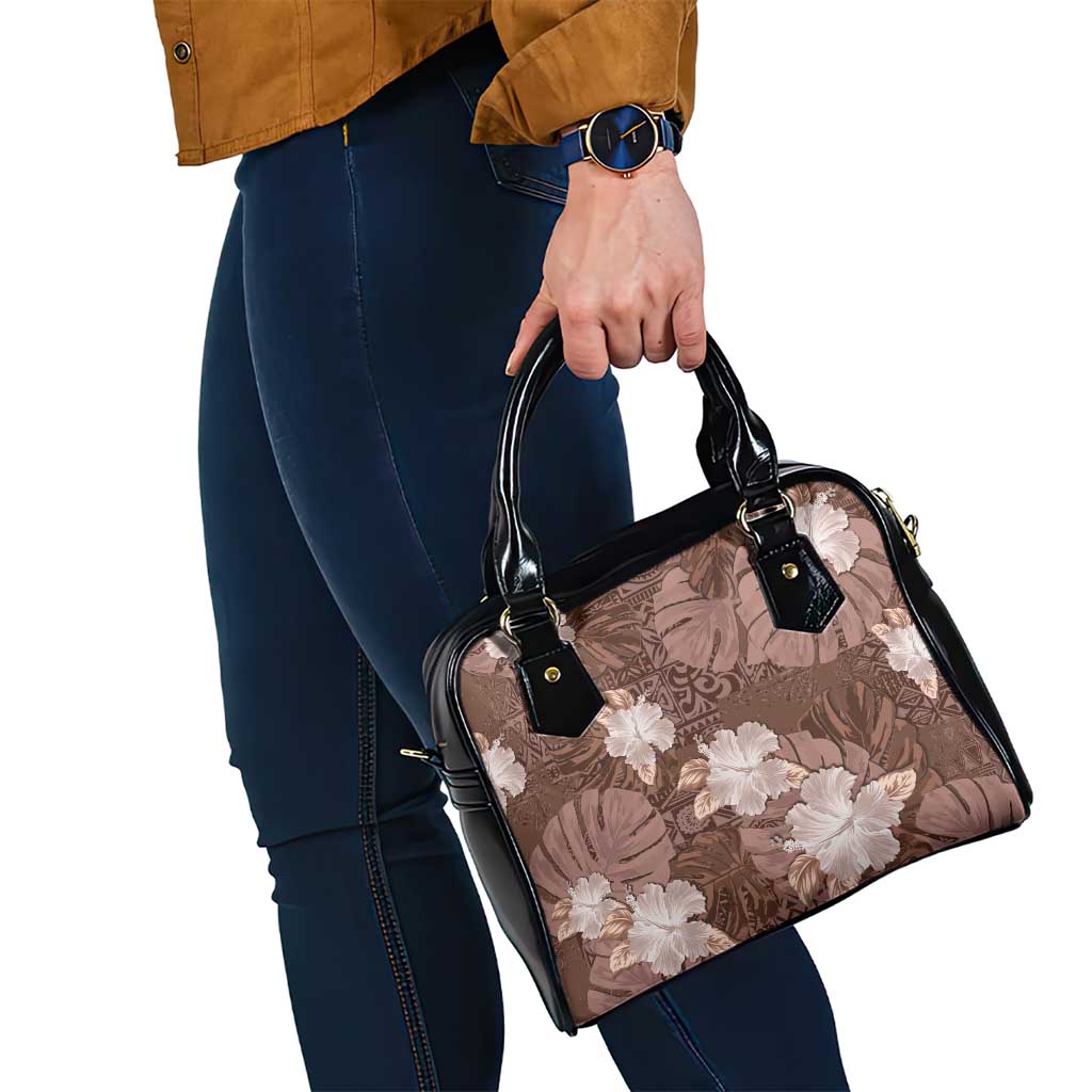 Hawaii Shoulder Handbag Brown Polynesian Monstera Patterns DT05 - Polynesian Pride