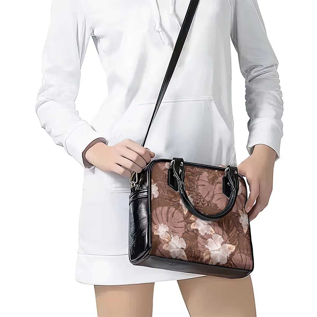 Hawaii Shoulder Handbag Brown Polynesian Monstera Patterns DT05 - Polynesian Pride