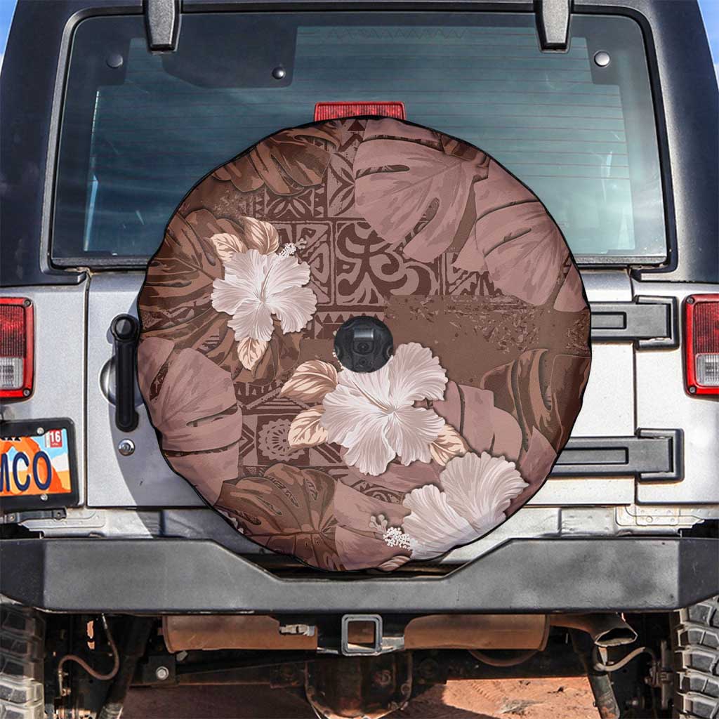 Hawaii Spare Tire Cover Brown Polynesian Monstera Patterns DT05 Brown - Polynesian Pride