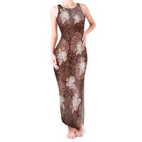 Hawaii Tank Maxi Dress Brown Polynesian Monstera Patterns DT05 Women Brown - Polynesian Pride