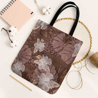 Hawaii Tote Bag Brown Polynesian Monstera Patterns DT05 Black Strap One Size Brown - Polynesian Pride