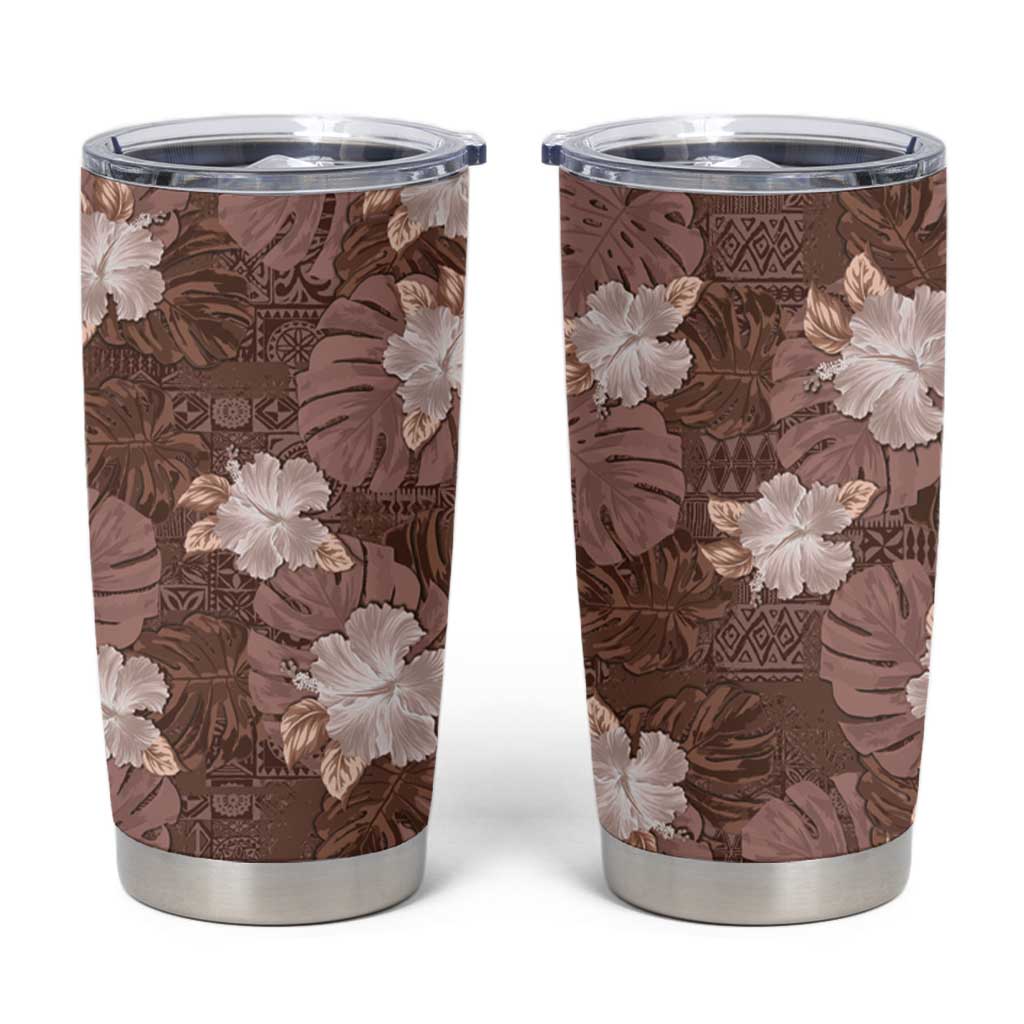 Hawaii Tumbler Cup Brown Polynesian Monstera Patterns DT05 Brown - Polynesian Pride