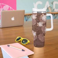 Hawaii Tumbler With Handle Brown Polynesian Monstera Patterns DT05 - Polynesian Pride