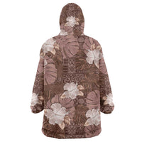 Hawaii Wearable Blanket Hoodie Brown Polynesian Monstera Patterns DT05 - Polynesian Pride
