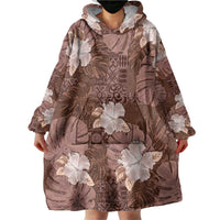 Hawaii Wearable Blanket Hoodie Brown Polynesian Monstera Patterns DT05 - Polynesian Pride