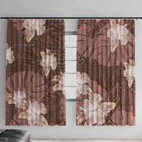 Hawaii Window Curtain Brown Polynesian Monstera Patterns DT05 With Hooks Brown - Polynesian Pride