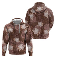 Hawaii Zip Hoodie Brown Polynesian Monstera Patterns DT05 - Polynesian Pride
