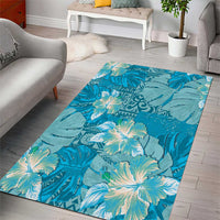 Hawaii Area Rug Teal Polynesian Monstera Patterns DT05 - Polynesian Pride