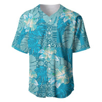 Hawaii Baseball Jersey Teal Polynesian Monstera Patterns DT05 Teal - Polynesian Pride